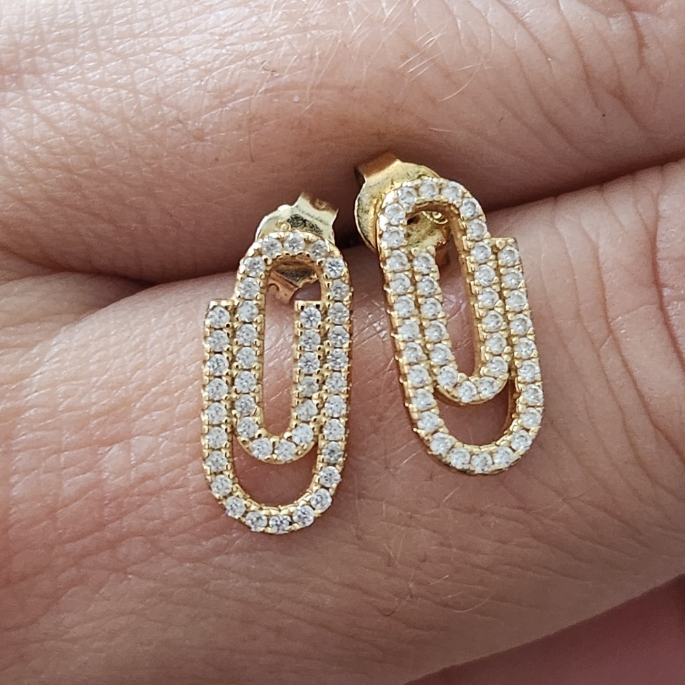925 sterling silver gold plated paperclip earrings